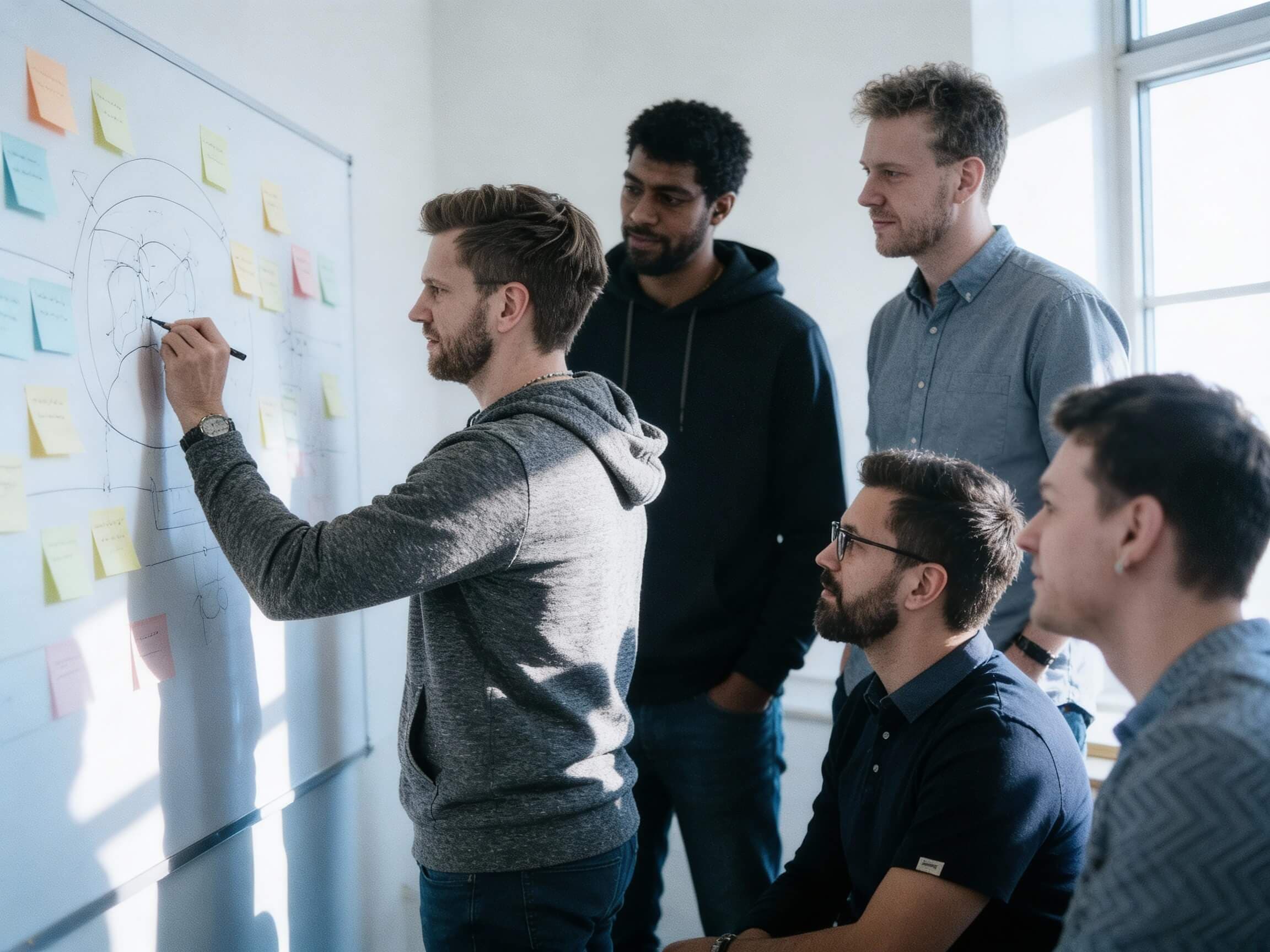 IT team samenwerken aan project bij opdrachtgever